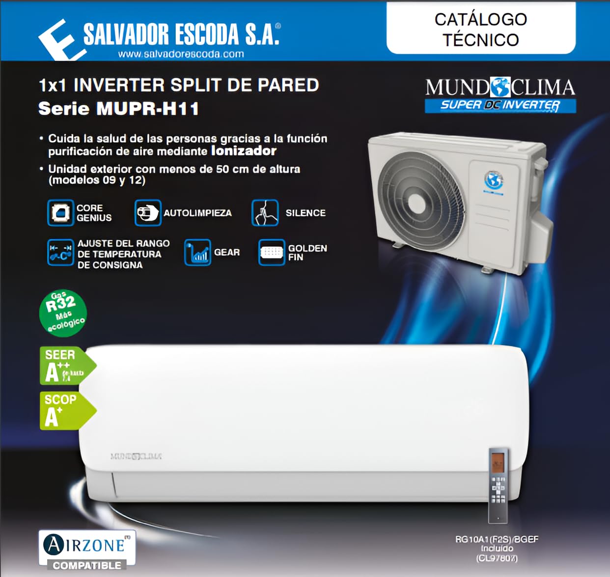 MUNDOCLIMA MUPR-12-H11 - Aire Acondicionado 3500W